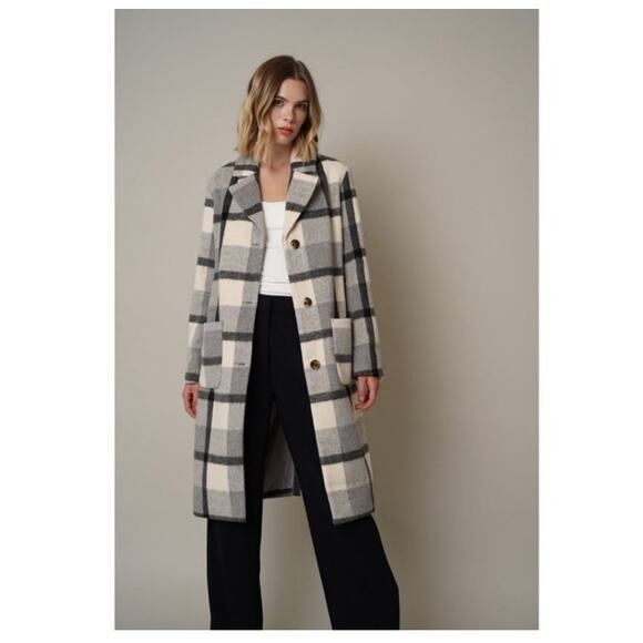 Cyrus Plaid Button Up Long Over Coat US Women's S - Picture 1 of 8